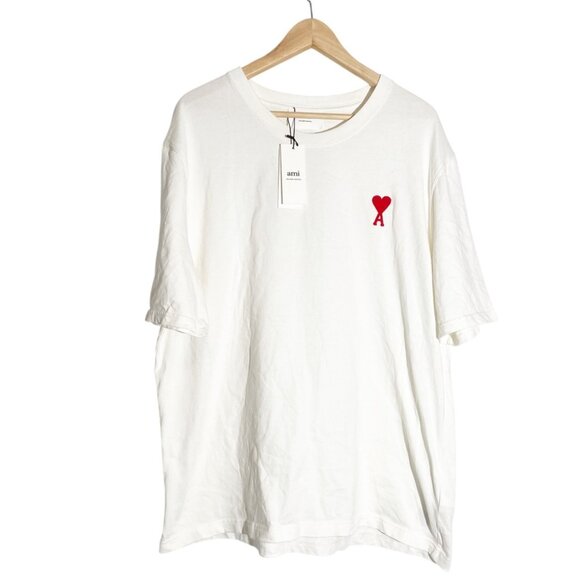 NWT Ami Paris Alexandre Mattiussi Ami De Coeur Tonal T-shirt Natural White - Picture 3 of 11